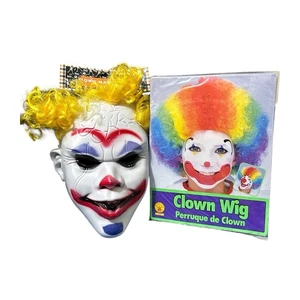 Rainbow Clown Wig Rubies & Mask Regent Adult Costume Set One Size Fits Most New - Picture 1 of 10