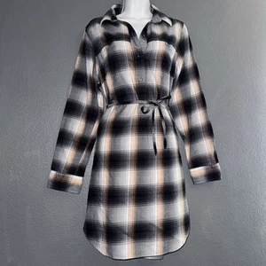 Patagonia Gringham Checkered Plaid Belted Long Sleeve Fall Dress Large 12 - Picture 1 of 6