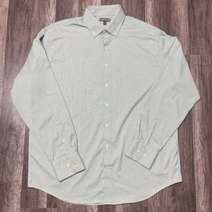 Camisa cómoda de verano Peter Millar para hombre XL verde azul elástica a cuadros con botones - Imagen 1 de 8