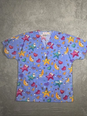 Cherokee Inspired Comfort Baby Stars V Neck Scrub Top Women's Small New No Tags - Image 1 of 4