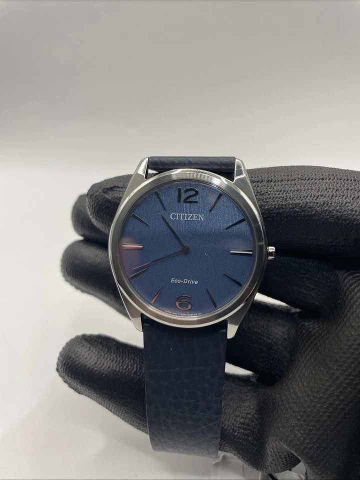 Correa de cuero Citizen Suratto Eco Drive cara azul plateada Eco Drive AR3120-08L Foto 1 de 4