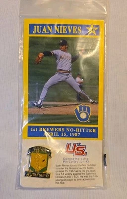 Milwaukee Brewers JUAN NIEVES Commemorative Pin 1ST BREWERS NO-HITTER U.S. OIL - Image 1 of 3