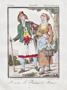 Murcia España Trajes Tradicionales Grabado En Cobre Grasset 1805 - Picture 1 of 1