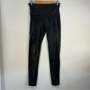SPANX Metallic Black Faux Leather Legging Women’s Large Goth Whimsigoth Moto - Bild 1 von 8