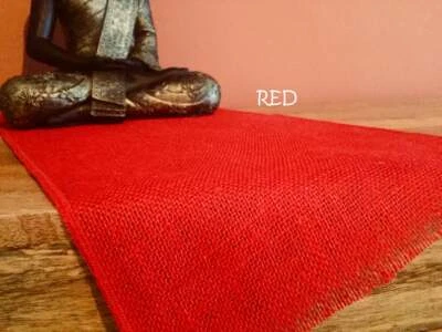 RED Rustic Burlap Jute Runners Wedding Hessian Table Cloth Runner 30cm wide - Image 1 of 2
