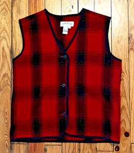 Orvis Red Buffalo Plaid Flannel Outdoor Wool Blend Vest Size Medium - Picture 1 of 5