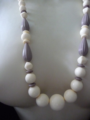 OFF WHITE COLLANA LAUREATA PERLINE BIANCHE E GRIGIE 13'' L #28 28