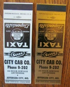 TAXI CAB: CITY CAB (JEFFERSON CITY, MISSOURI) (1950s MATCHBOOK MATCHCOVERS) -F24 - Bild 1 von 1