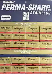 100 hojas de afeitar de seguridad Perma Sharp de doble filo (20 paquetes de 5) - recubiertas de teflón - Imagen 1 de 7