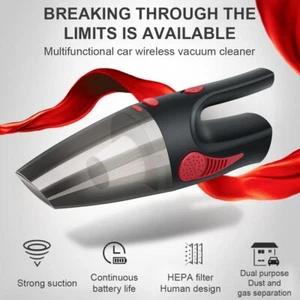 Wireless 120W Portable Car Hand Held Vacuum Cleaner Wet Dry For Auto Home 5000pa - Picture 1 of 11