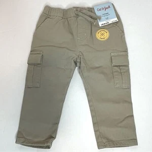 Cat & Jack Baby Toddler Boys' Beige Pull-on Tapered Cargo Pants Size 12M New! - Picture 1 of 8