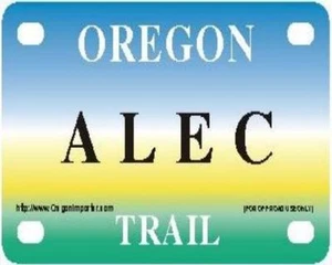 ALEC Oregon Trail - Mini matrícula - Etiqueta con nombre - ¡Placa de bicicleta! - Imagen 1 de 1