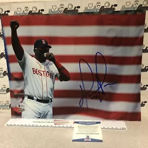 DAVID ORTIZ BIG PAPI SIGNED AUTOGRAPHED BASEBALL 11X14 PHOTO-BECKETT BAS COA MLB - Picture 1 of 4