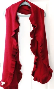 Nordstrom Soft Wine Color Wool Cashmere Knitted Edge Scarf Shawl 26" W  x 79" L - Picture 1 of 12