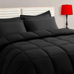 Queen Size Comforter Set - 7 Piece, Bedding Set, Black - Picture 1 of 7