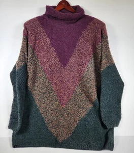 Linda Allard Ellen Tracy Women's Green Cowl Neck Chunky Knit Sweater Size Large - Picture 1 of 8