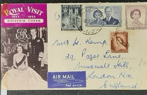(NZL-238)NEW ZEALAND 1953 FDC Royal Visit with SG 721,722+717,725 post to LONDON - Picture 1 of 2