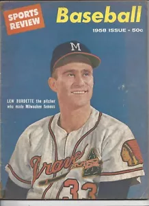 1958 Sports Review, rivista baseball, Lew Burdette, Milwaukee Braves BUONA DISSOLVENZA - Foto 1 di 2