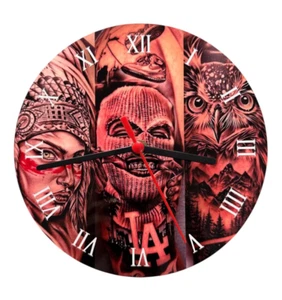 7.9" Tattoos Clock, Roman Numerals, Modern Wall Clock-Analog Quartz. - Picture 1 of 3