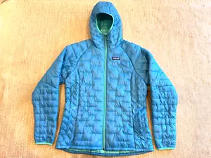 Womens PATAGONIA Anacapa Blue Full Zip Micro Puff Hoody Sweater Jacket Large - Picture 1 of 10