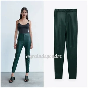 Neu mit Etikett! Zara waldgrüne Kunstleder Pleather Skinny Leggings S - Bild 1 von 4