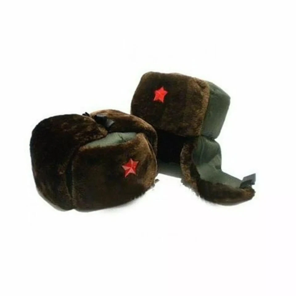Sombrero de soldado del ejército ruso chino Ushanka invierno verde estrella roja insignia venta cálida Foto 1 de 1