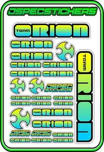 TEAM ORION RC STICKERS ESC MOTOR BRUSHLESS VORTEX CAR BUGGY JSPEC BLUE YELLOW B - Picture 1 of 8