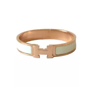 Bracciale Hermes Smalto Clic Stretto H Oro Rosa Come Nuovo - Foto 1 di 1