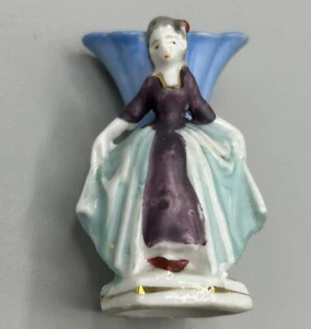 JAPAN: Miniature Vase, Hand-Painted Fabulous Lady in purple & aqua—Vintage, 50s - Picture 1 of 9
