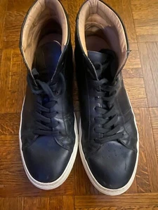 GREATS ROYALE HIGH TOP BLACK LEATHER SNEAKERS SHOES MENS SIZE 9 ORIG $199 - Picture 1 of 6