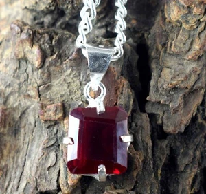 14.15 Ct Natural Emerald Cut Burma Red Ruby Gemstone Certified Pendant Best Deal - Picture 1 of 8