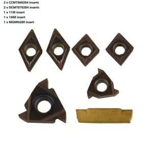 7 Pcs Carbide CCMT060204 Inserts For-Shank Lathe Boring Bar Turning Tool-Holder - Picture 1 of 11