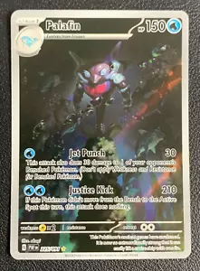 Tarjeta de juego de cartas coleccionables Pokémon holográficas rara ilustración de Paldean Fates Palafin 225/091 casi nueva - Imagen 1 de 2