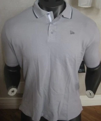 NEW MENS NEW ERA SHIRT LARGE LG LRG POLO TOP WHITE GREY STRIPE GRAY Foto 1 de 2