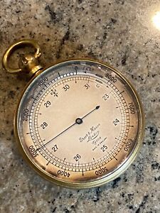 Vintage Short & Mason Pocket Altimeter Barometer Pocket Watch Style Brass Case