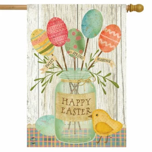 F126E FROHE OSTERN FRÜHLINGSSTRAUSS PRIMITIVE HAUSFLAGGE 28X40 BANNER * KOSTENLOSER VERSAND - Bild 1 von 1
