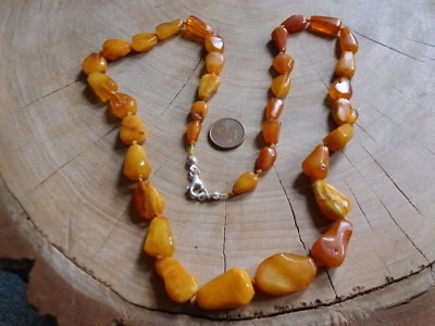 Amber Natur Bernstein Art Deco Kette Butterscotch 25 Gramm Silber Verschluss - Bild 1 von 2