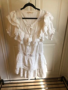 Loveshackfancy White Lace Detail Mini Dress Size Large - Picture 1 of 8