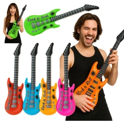 50 x Bulk Inflatable Guitars Musical Blow Up Accessories Fancy Dress Costume - Image 1 of 4