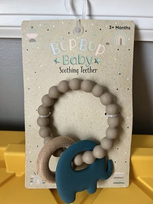 Bop Bop Baby Soothing Teether Bpa Free 3+ Months Elephant Neutral New - Image 1 of 4