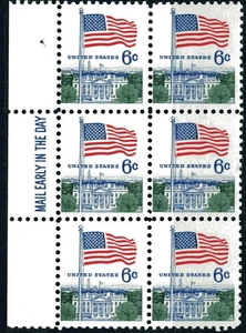 SC# 1338 -6¢ - 1968 Regular Issue - Flag and White House - Mint NH ME Block of 6 - Bild 1 von 1