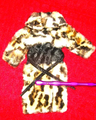 VINTAGE BARBIE FOR FRANCIE FUR OUT CLOTHES 1262 FASHION LEOPARD COAT RARE BELT! - Image 1 of 4