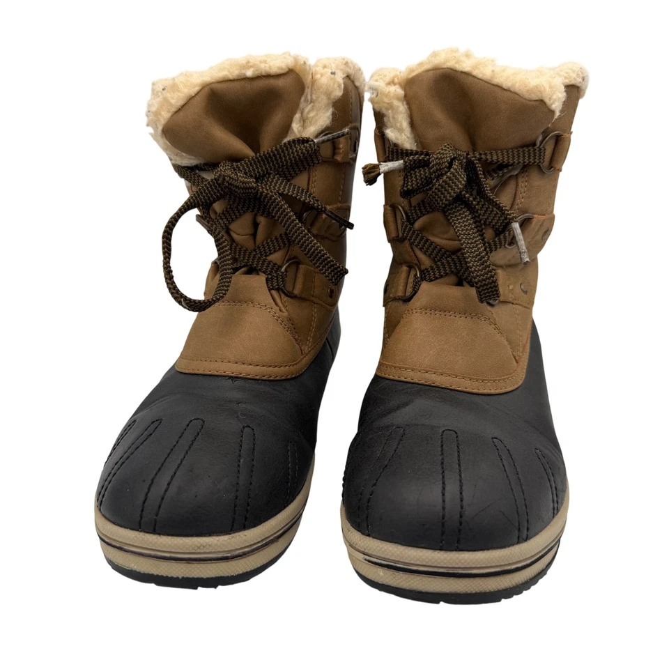 Botas impermeables de invierno Dawgs Duck para mujer tostadas negras forradas de lana con cordones talla 9 Foto 1 de 4