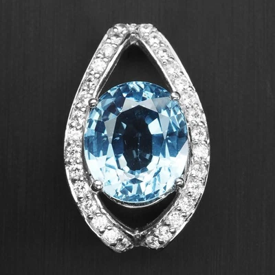 DISEÑOS ATEMPORALES COLGANTES CON AGUAMARINA AZUL 11CT PLATA DE LEY 925 HECHOS A MANO Foto 1 de 4