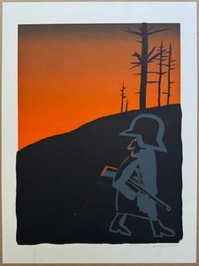 Peter Angermann, Der Deserteur, Farbserigraphie, handsigniert - Bild 1 von 1