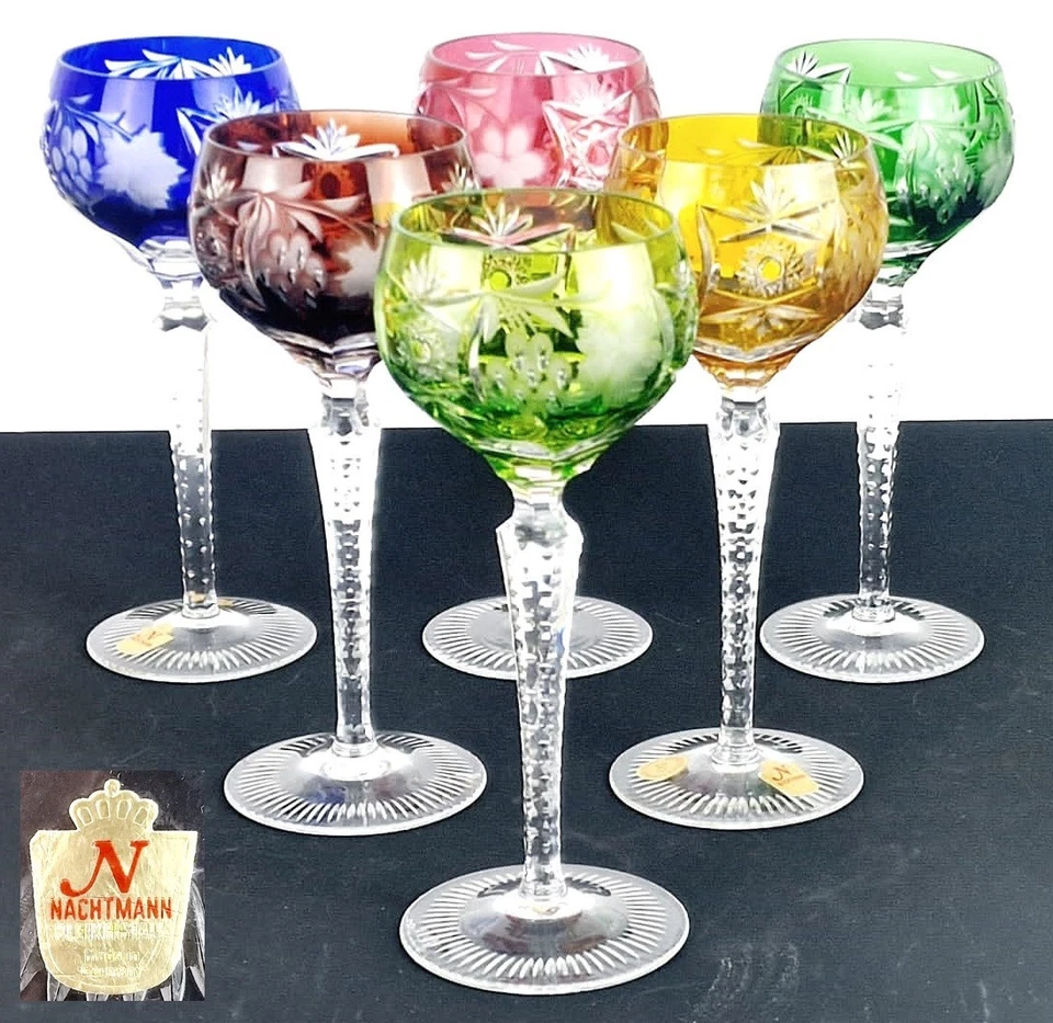 Set 6 Glasses/Wine Glasses Crystal Glas Grapes Hand Cut Nachtmann R1092 - Image 1 of 4