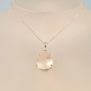 Rose Quartz Silver-Pendant, Natural Rose Quartz, Semi Precious Gemstone - Picture 1 of 4