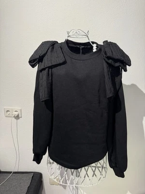 Zara Sweatshirt Pullover Pulli Shirt Schwarz Schleifen Langarm Damen M - Bild 1 von 4