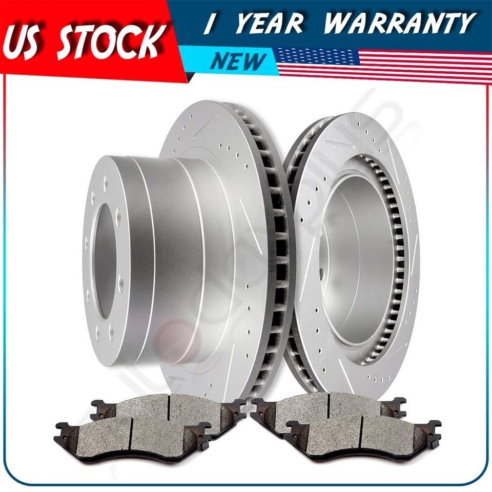 Rear Brake Rotors And Ceramic Pads For 2006 2007 2008 Dodge Ram 1500 2500 3500 Foto 1 de 4