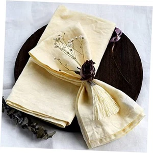 Linen Napkins Set of – Yellow Cloth Napkins for Party, 100% 12 Baby Yellow - Picture 1 of 8